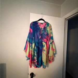Colorful Coverup  Dress with Tassels